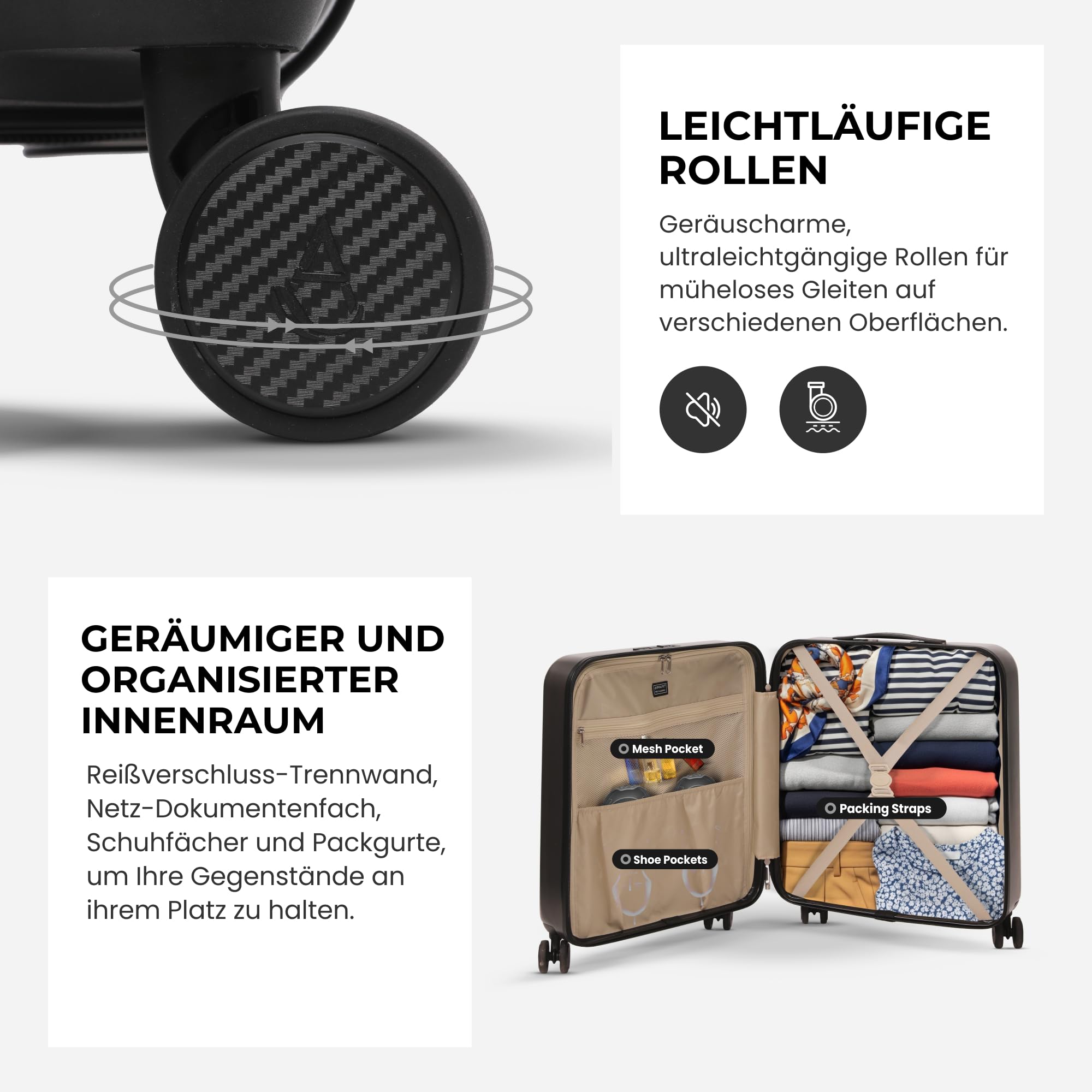 Aerolite 56x45x25cm Easyjet / British Airways / Jet2 Höchstbetrag 4 Rad Handgepäck Leichtgewicht Hartschale Bordgepäck Kabinentrolley Reisekoffer Trolley Koffer 56x45x25 (Kohlegrau)