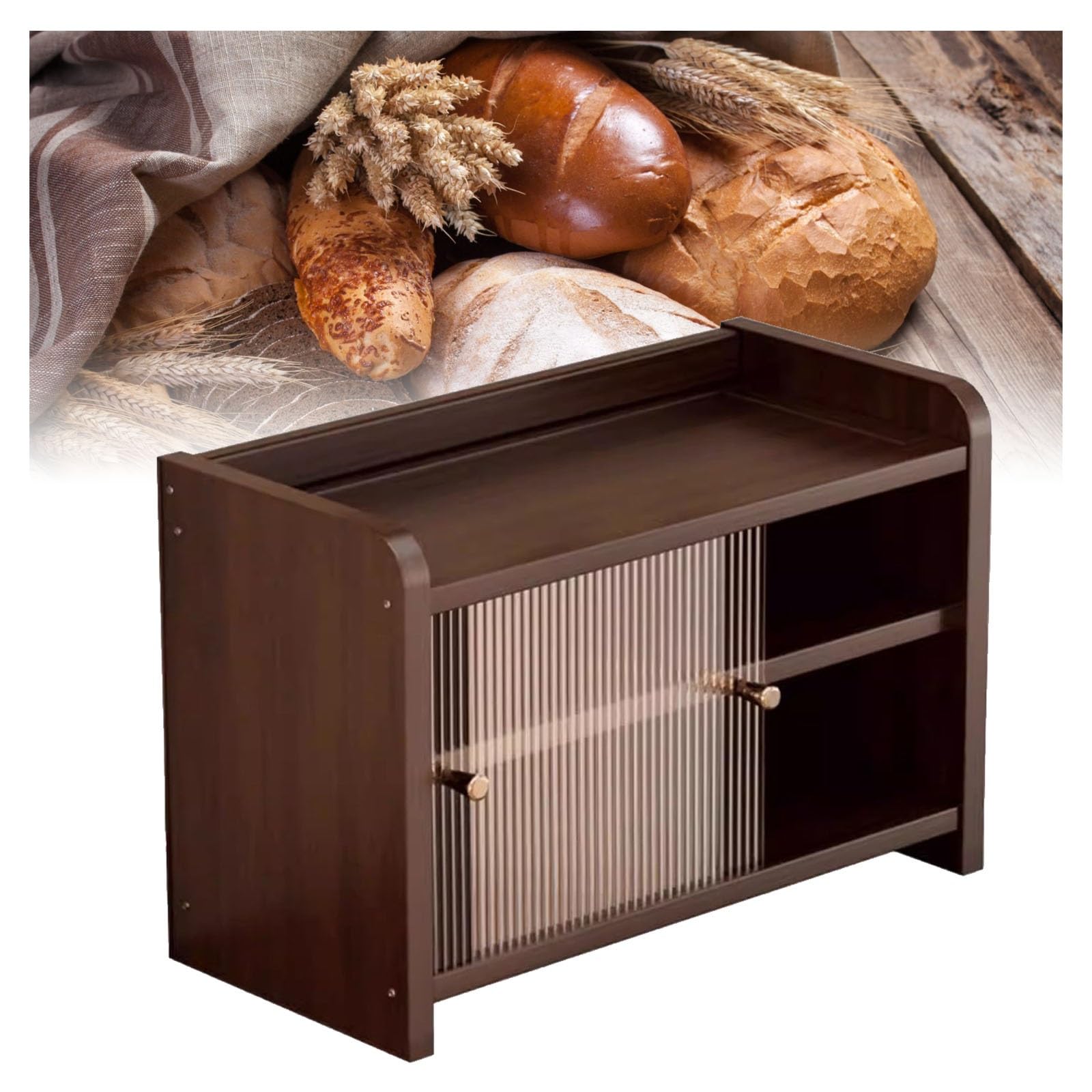 XIEHEMAO Bamboo bread bin, handmade 2-tier bread storage box, versatile storage box, bread storage for kitchen, living room, bedroom