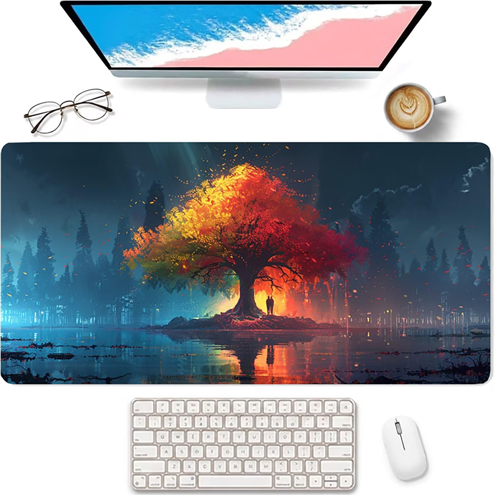 Gris Alfombrilla Ratón XXL 1600x800x3mm, áRbol De La Vida Mouse Pad 7-3708 | Alfombrilla Ratón Gaming Mejora la Precisión y la Velocidad, Alfombrilla Escritorio para Jugadores de PC, Oficina