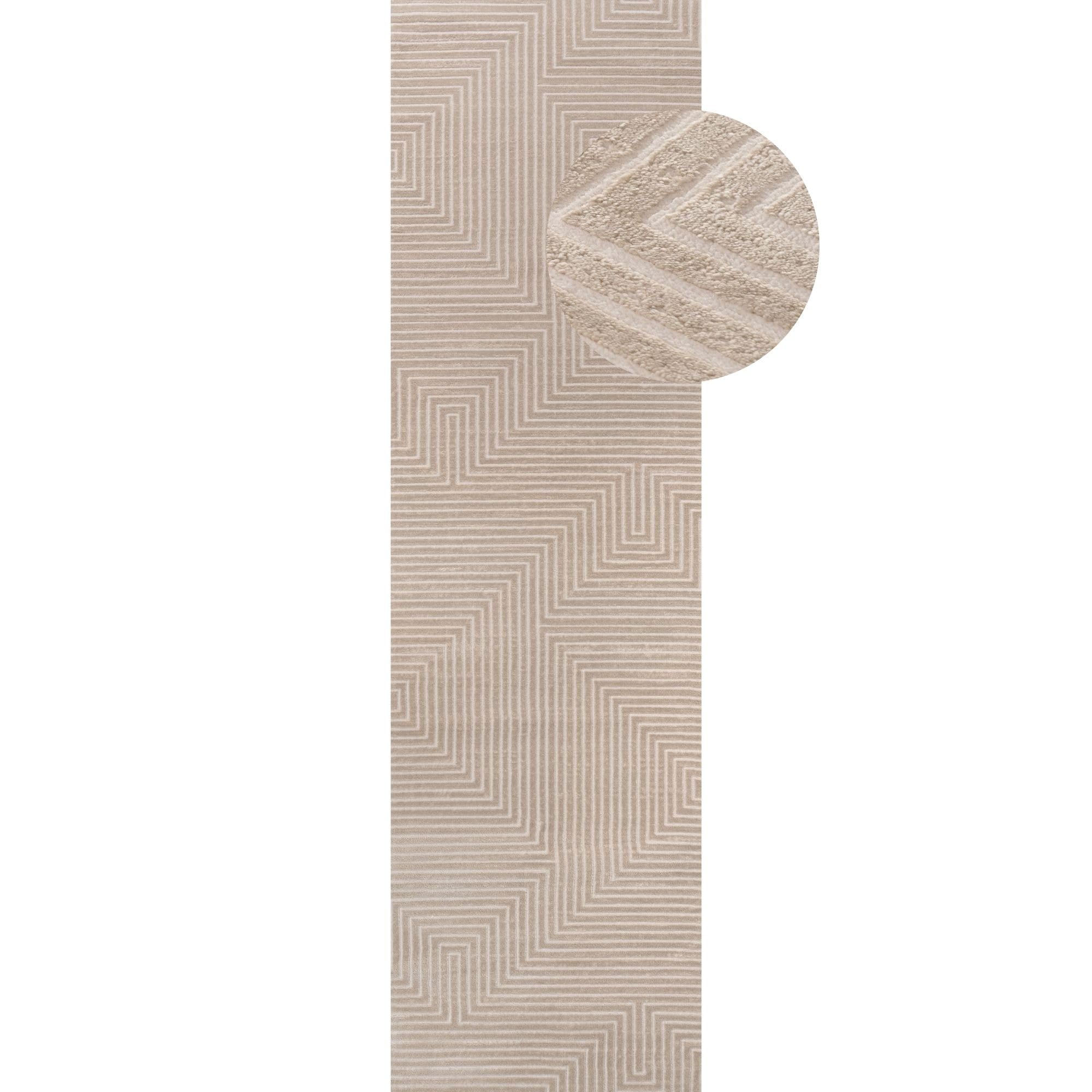 THE RUGS Carmel Modern Area Rug - Stain-Resistant, Non-Shedding, Durable Rugs for Bedroom and Hallway [ Symmetric Beige, 80x300 cm ]
