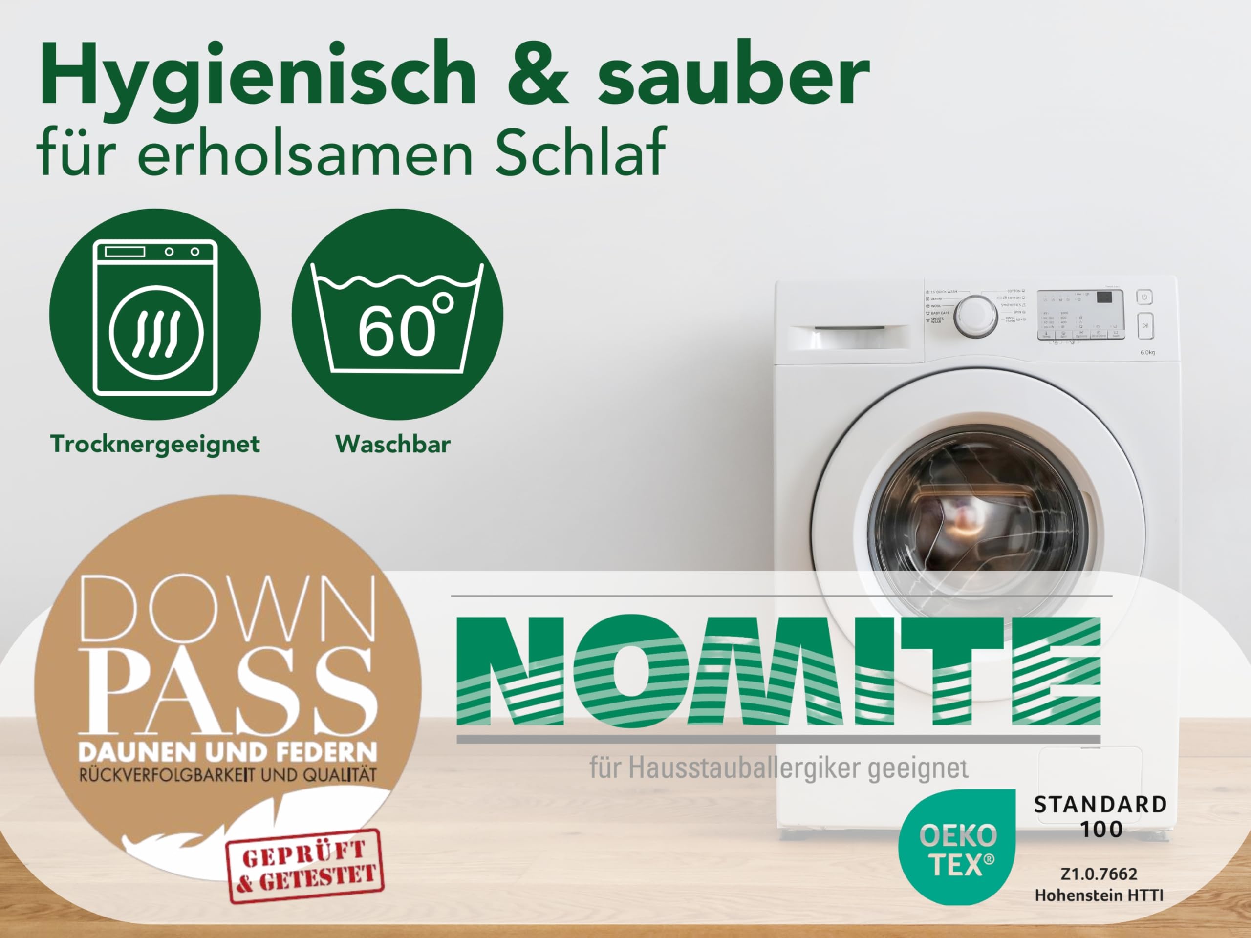 DREAMSTAR Daunenkissen 80 x 80 cm | 3-Kammer Daunenkopfkissen | Kopfkissen 80 x 80 Daunen & Federn | Kissen Öko-TEX® | Top Hotelqualität | Allergiker geeignet