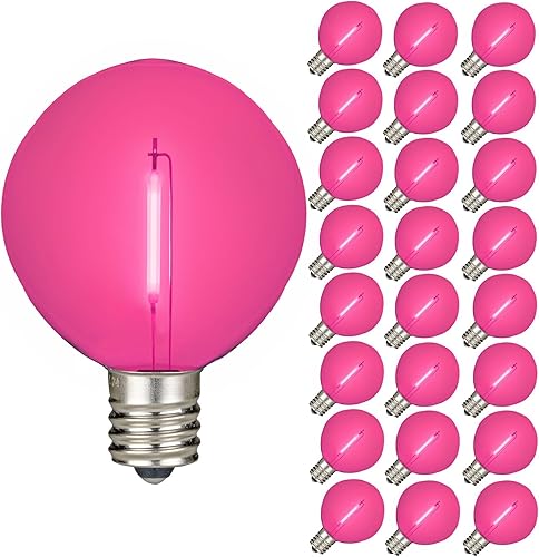 Miniatura 46 de Novelty Lights Paquete de 25 bombillas LED G50 de filamento blanco cálido, base intermedia E17/C9, equivalente a 7 W, bombillas de repuesto Blanco
