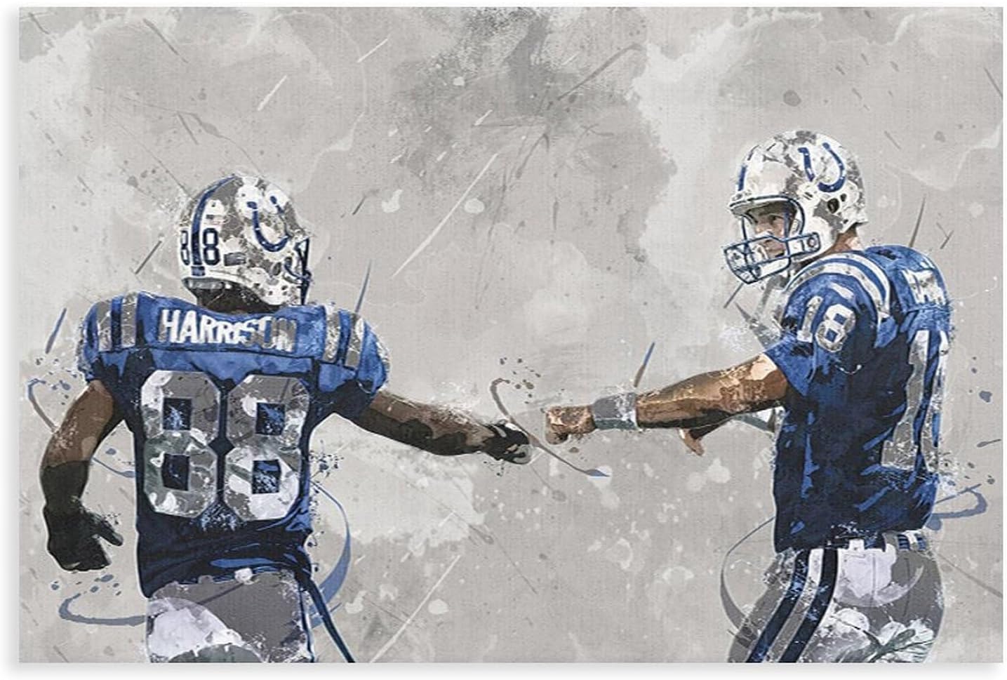 Peyton Manning Marvin Harrison Canvas Poster Wall Art Decor Print Picture Paintings for Living Room Bedroom Decoration Unframe: Unframe:16x24inch(40x60cm)
