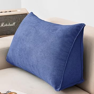 Headboard Pillow Blue Wedge Reading & Bed Rest Pillows Triangular Backrest Pillow Support Reading Back Rest Wedge Cushion Soft Waist Pillow for Bed Sofa Office Chair Reading
