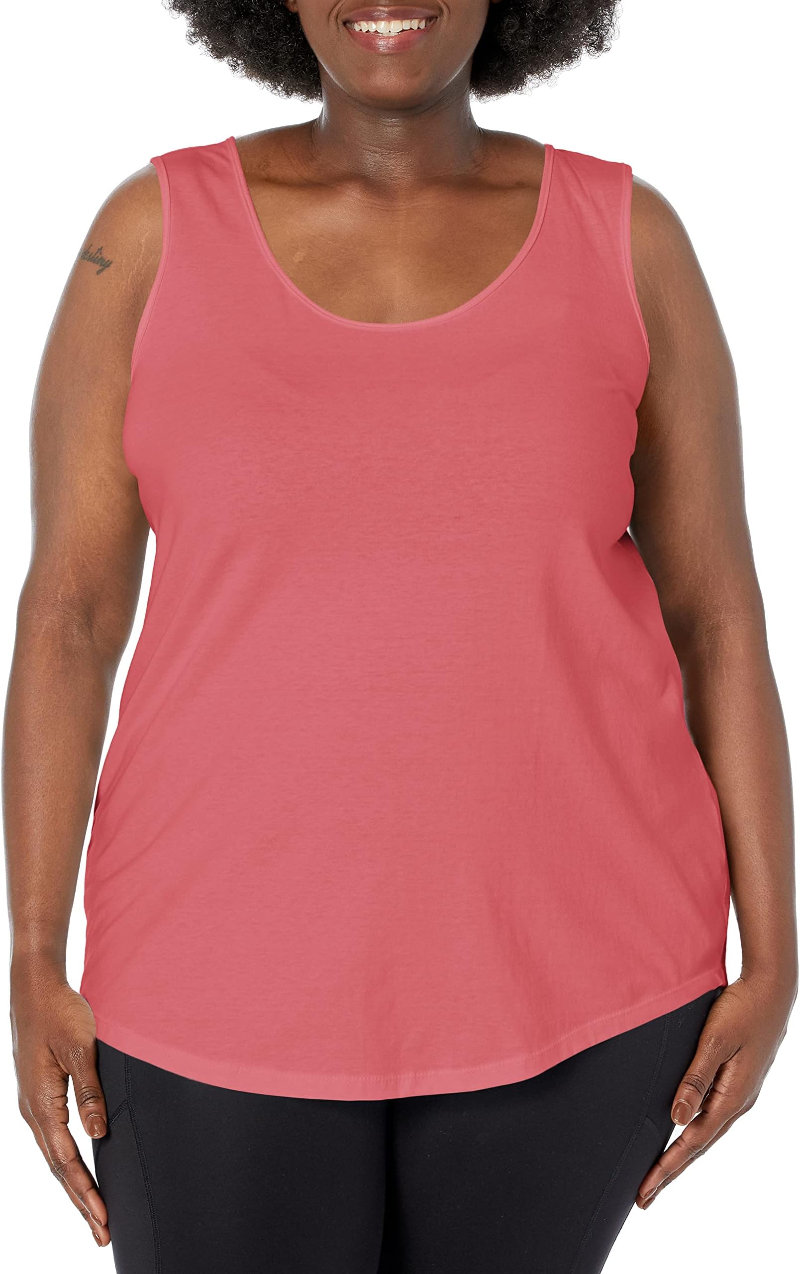 JUST MY SIZEWomens Plus Size Cotton Jersey Shirttail Tank Top, Plus Sleeveless ShirtsGreenCircle Certified: Certified Environmental Facts Label