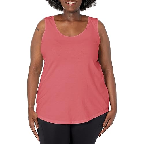 JUST MY SIZE Women's Size Cotton Jersey Shirttail Tank Top, Plus Sleeveless Shirts