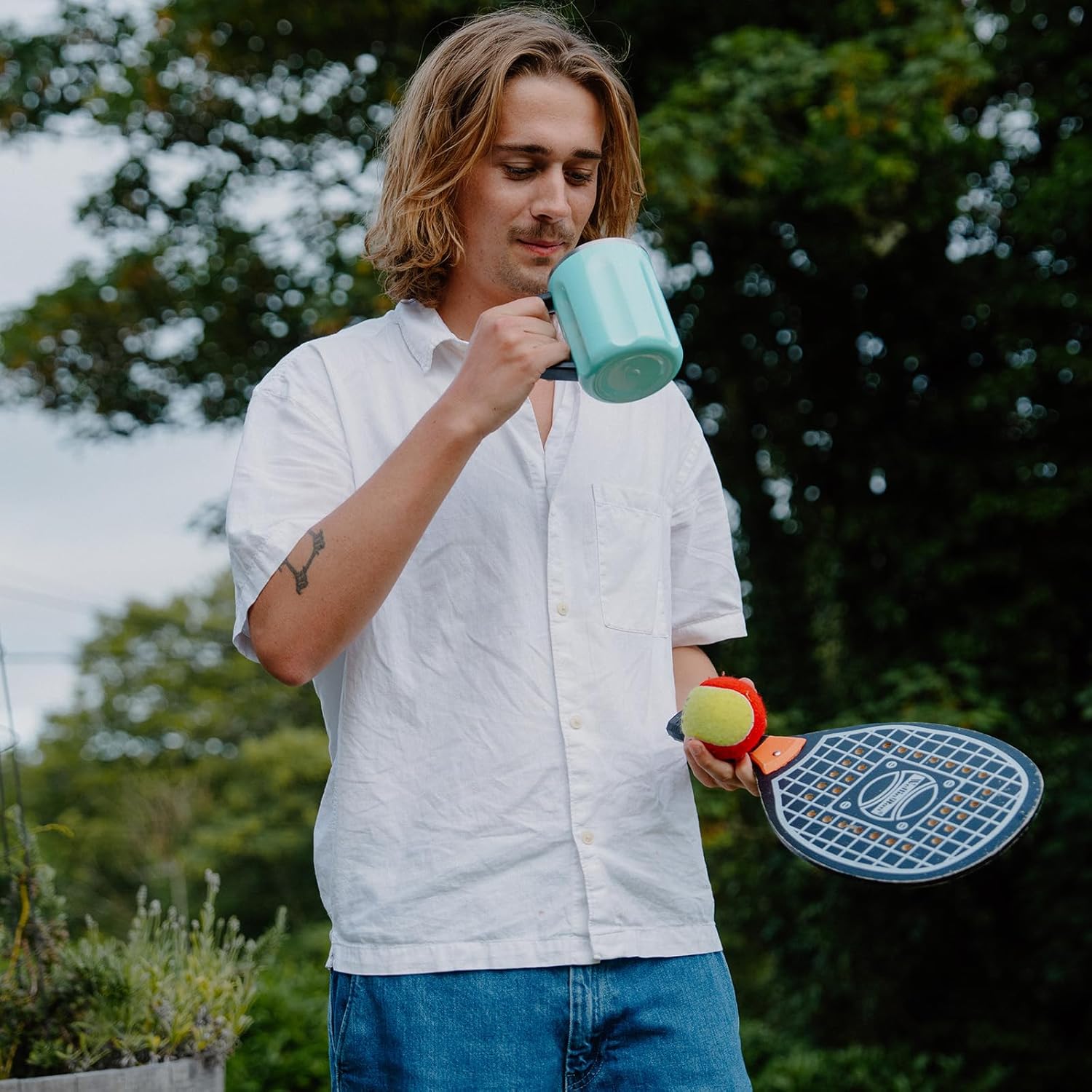 Ideus 16 oz Coffee Cup, Stainless Steel Coffee Travel Mug, Spill Proof Tea Mug with Handle and Lid, Lightweight and Durable, Great for Office Home and Outdoor Use, Golden-FUJI FLOW - Image 9