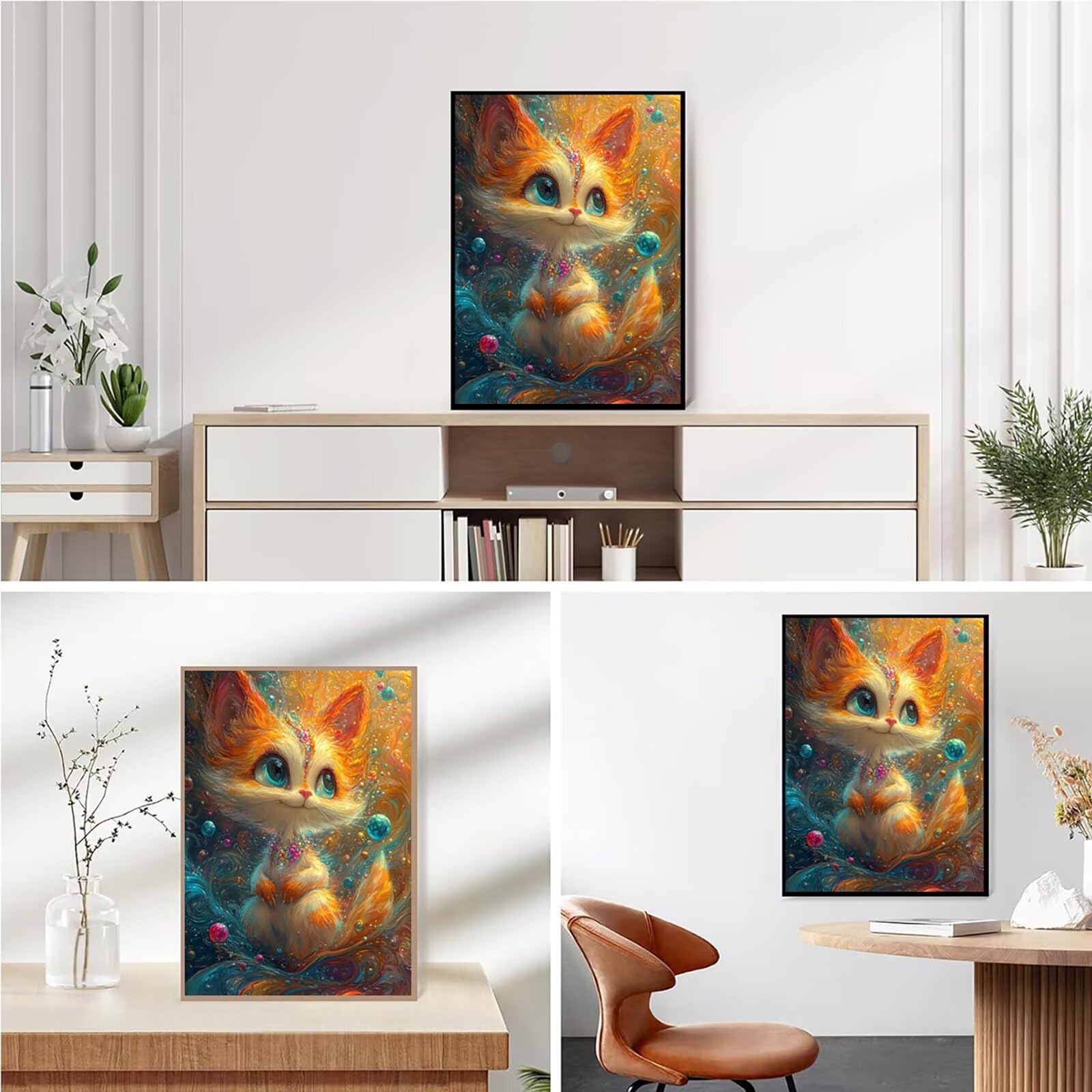 Diamond Painting Kit Completo, Diamond Painting Fumetto, 5D Quadrato Pittura Diamante Kit Manualidades Adultos DIY Diamantini Crystal Art Disegni Ricamo Punto Croce Artigianale, 80x100cm Fox j0-669