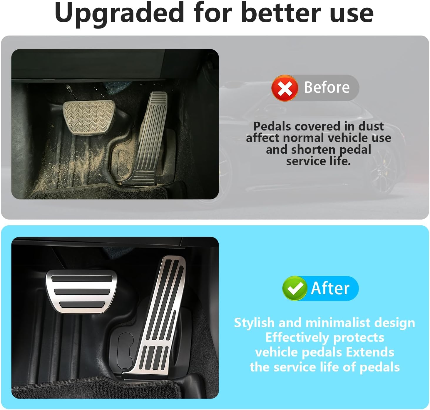 Pedal Cover for Toyota RAV4 2026 Aluminum Brake & Accelerator Pedals Anti-Slip Decorative Pedal Pad for 2026 RAV4 Accessories Silver Pedals 2PC
