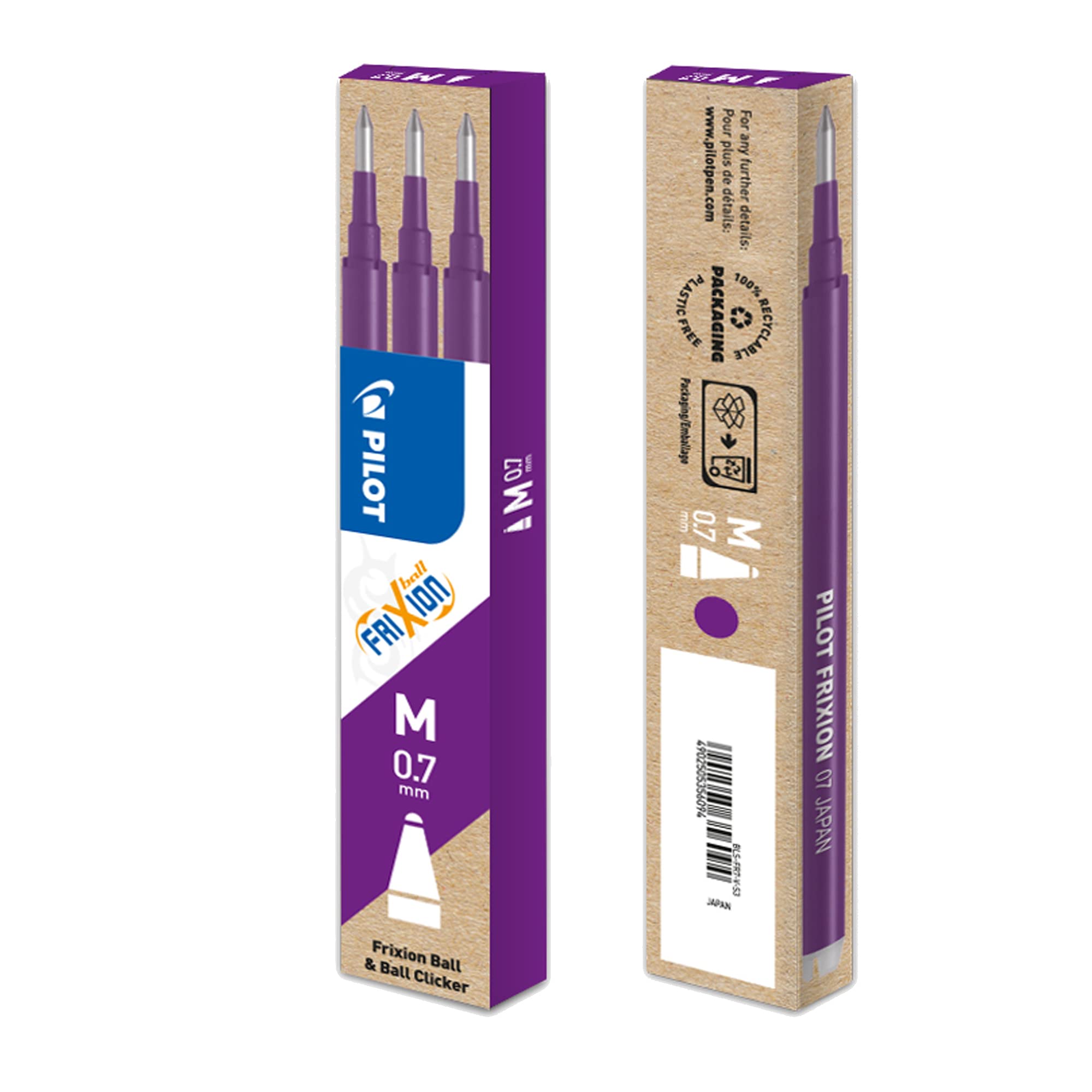 Pilot FRIXION Medium Refills - 0.7mm Nib - 2 Packs - 6 Refills - Violet Ink