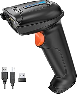 Tera Lector de Código de Barras Portátil Inalámbrico 1D Láser Inalámbrico y con Cable USB Indicador de Nivel de Batería Extra Grande de 2000mAh, Modelo 5100