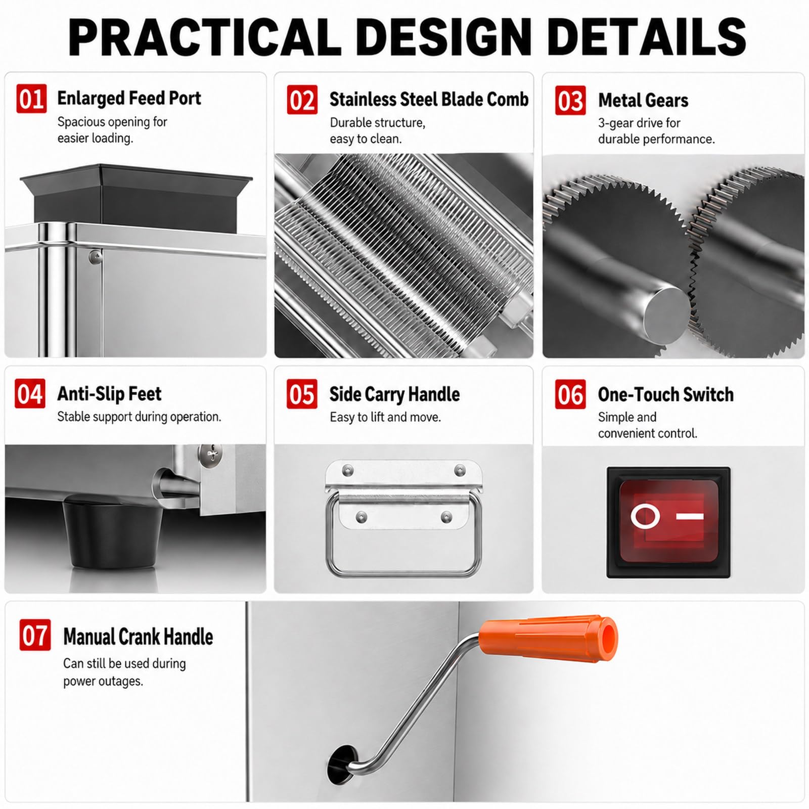 Cortadora de Carne para Cocina Profesional, 850W, Reduce el Tiempo de Corte Manual, Acero Inoxidable para Restaurante, Catering, Carnicería y Uso Diario 10mm