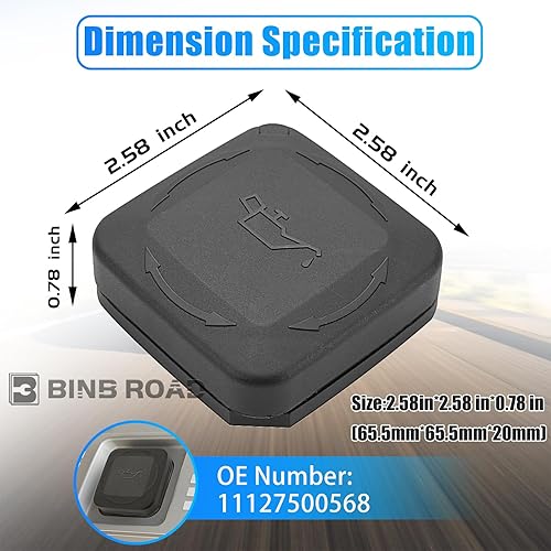 Miniatura 4 de BINB ROAD Tapa de llenado de aceite de motor 11127500568 compatible con BMW 325i 530i 325Ci 330xi 525i 525xi 530xi Z4 E46 E90 E60