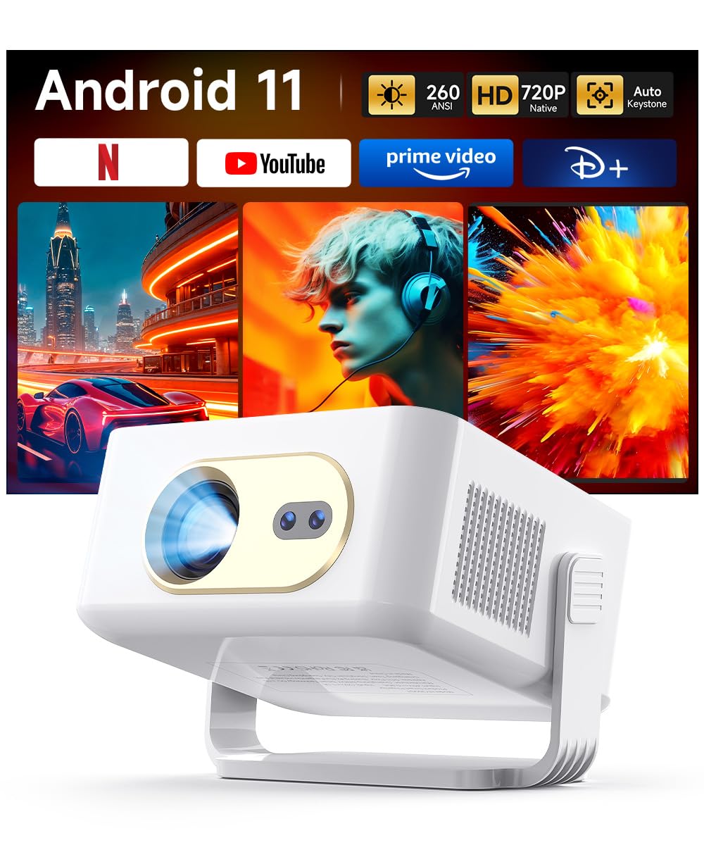 Magcubic Proyector Portatil, Mini Projector Tiro Corto, Autoenfoque Auto Keystone 2.4/5G Dual WiFi y Bluetooth Home Cinema 180° Rotation 1080P Full HD Led Soporte