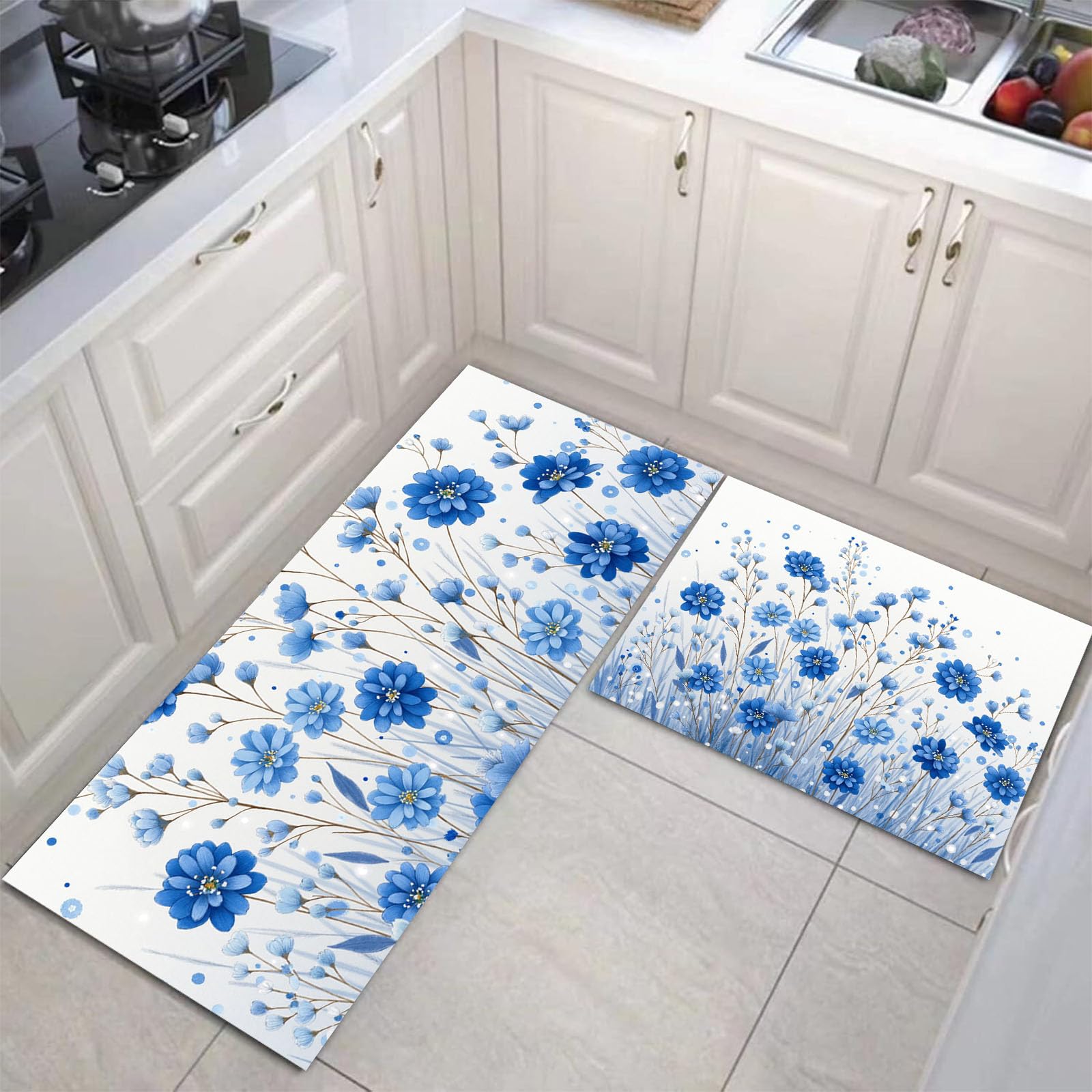 Tapis de cuisine antidérapants lavables 40x60 40x120 cm bleu royal