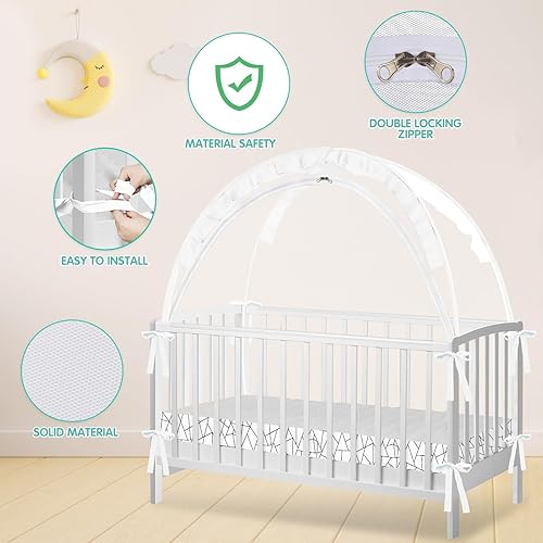 Miniatura 10 de Tienda de campaña para cuna red para cuna para mantener al bebé dentro, evita que el bebé salga de la cuna, tienda de campaña desplegable para cuna