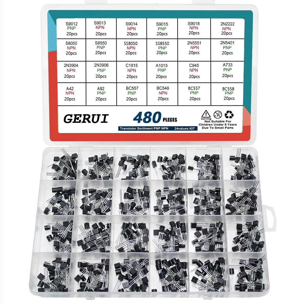 840 Pcs Kit D'Assortiment De Transistors, 24 Valeurs Kits De Transistors NPN PNP TO-92 2N2222 S8050 S8550 S9012 S9013 S9014 S9015 S9018 Kit De Composants