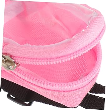 Miniature Doll Backpack for Preschool and Kindergarten with Window, Adjustable Straps, Multi Functional Storage, Zipper Closure, Pink Cloth and Plastic Tiny School Bag for Dolls
