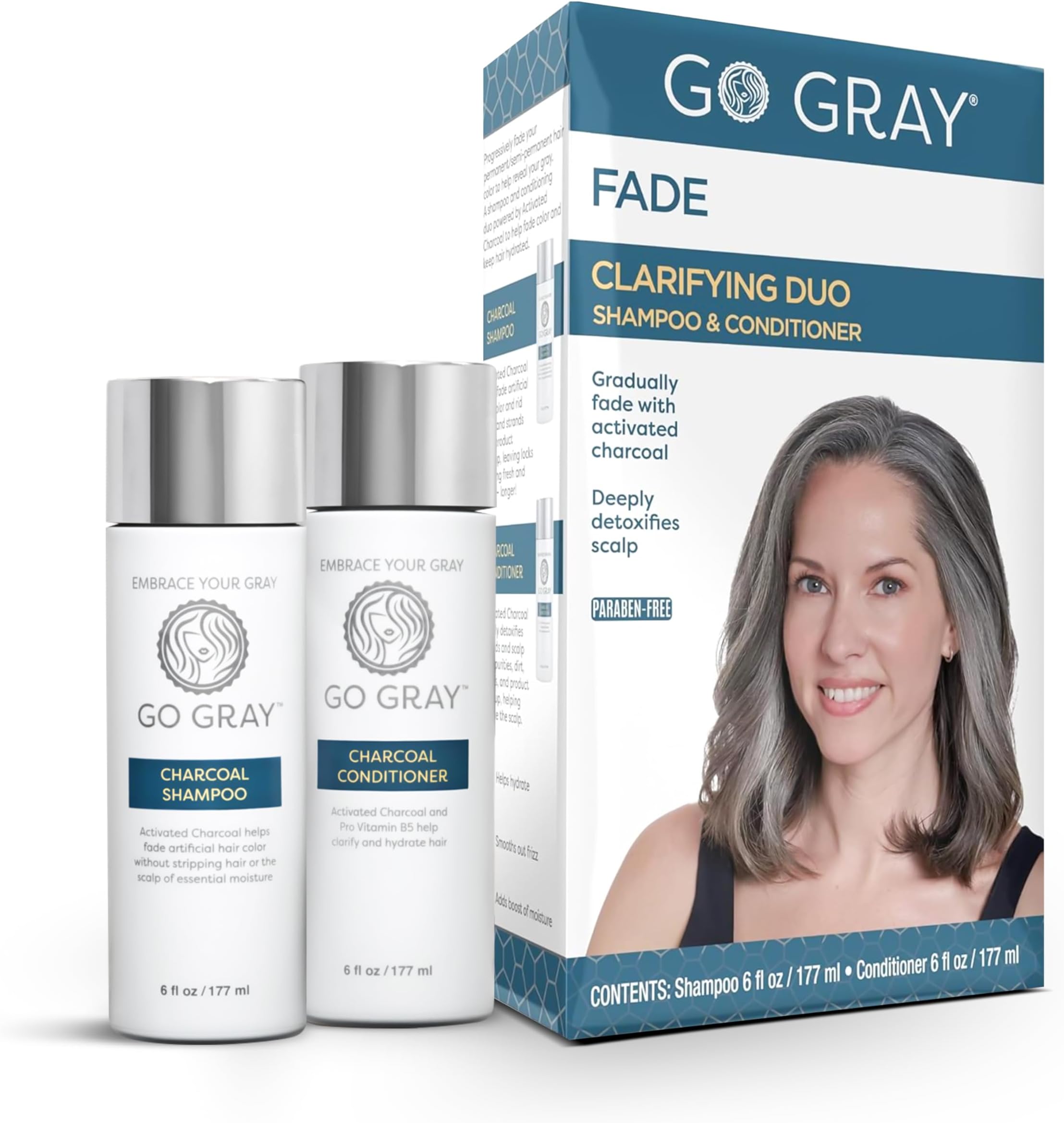 Go Gray Treatment System (Fade), Clarifying Duo Shampoo & Conditioner Helps Gradually Fade Permanent and Semi-Permanent Hair Color
