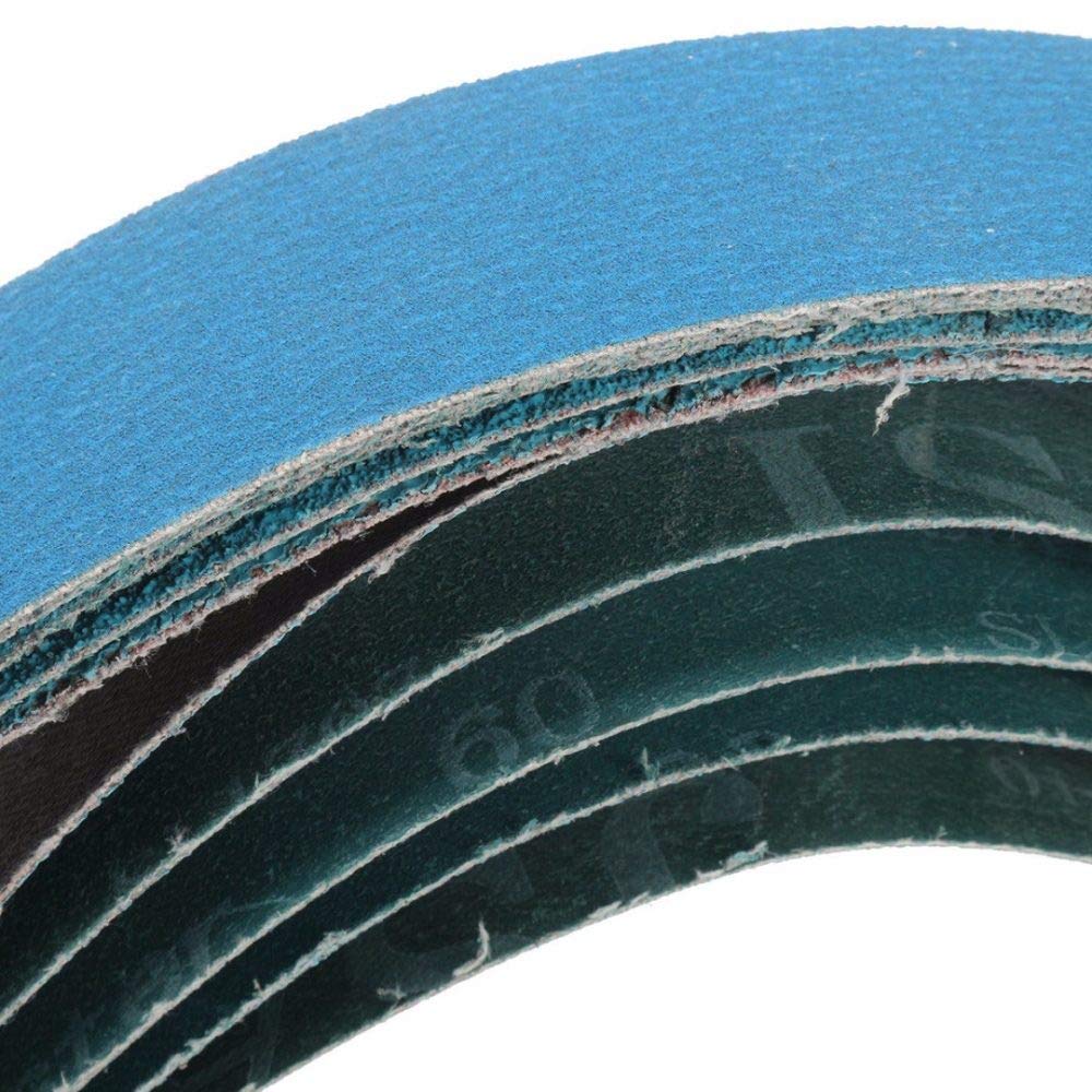 Lot de 5 courroies abrasives en corindon en zirconium bleu 915 mm x 50 mm 760 mm x 40 mm Grain 40# 60# 80# 120#