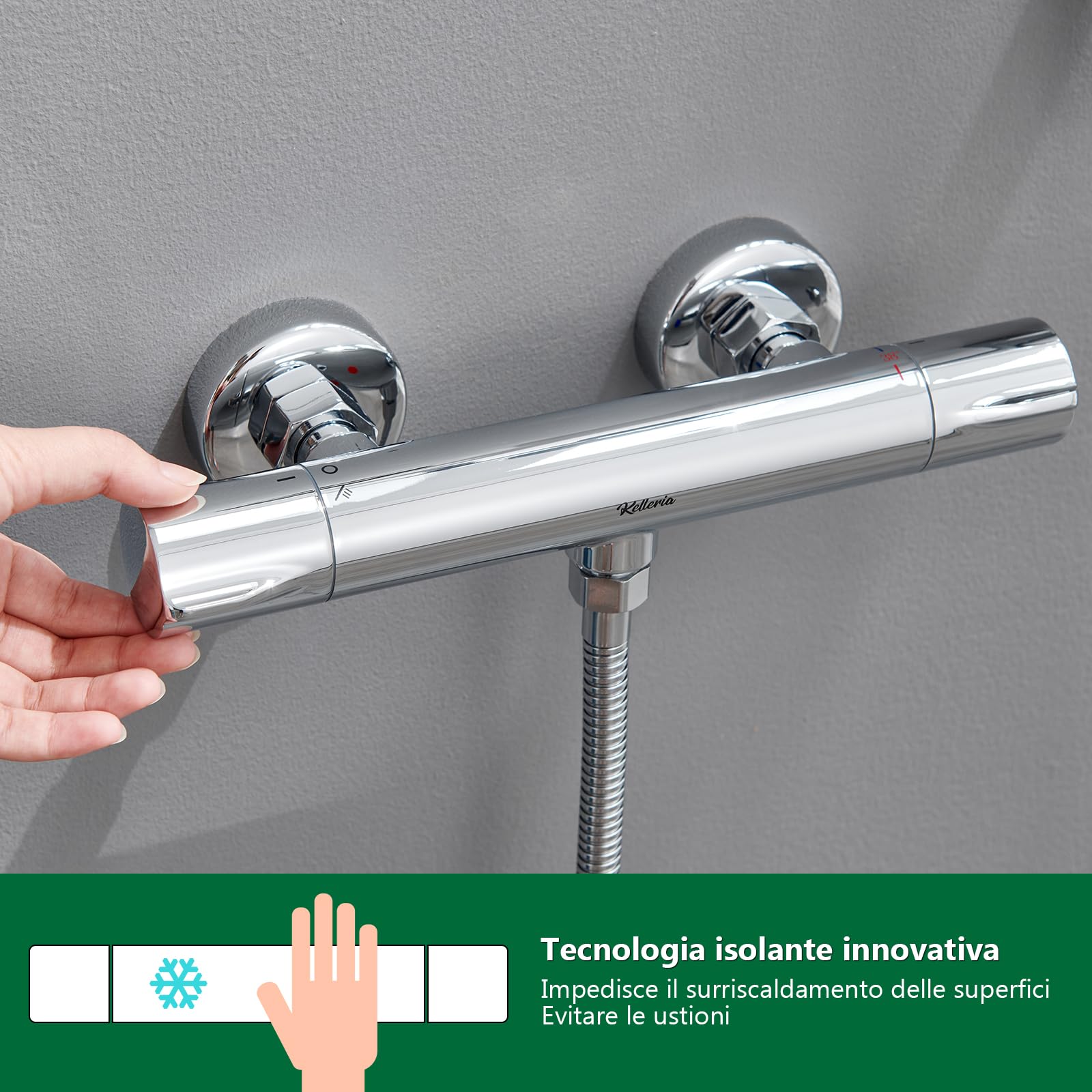 Miscelatore Doccia, Miscelatore termostatico per doccia preciso, Blocco di Sicurezza a 38°C Rubinetto Doccia, Miscelatore per Doccia Cromato a Risparmio d'acqua e di Lunga Durata
