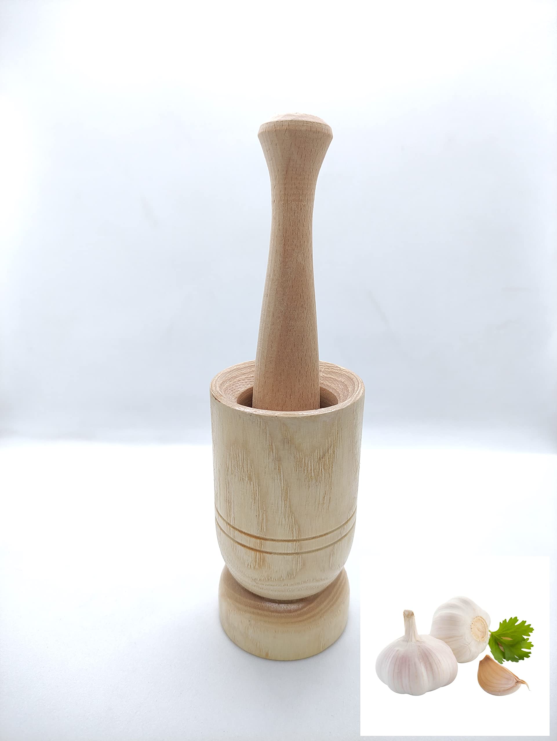 Mortar & Pestle Set, Mortar, Molinillo de especias de mortero de madera hecho de madera, molinillo de especias, tritura fácilmente ajo, jengibre, vainilla, pimienta, nueces, granos de café y especias
