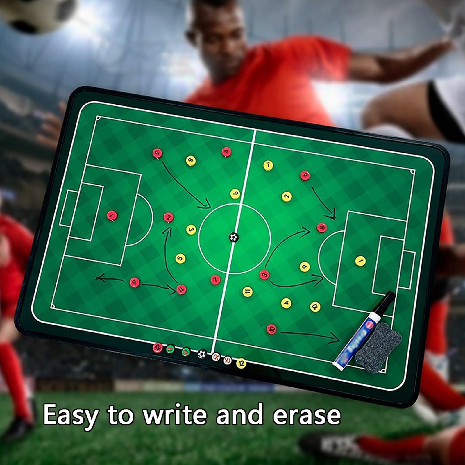 Lavagnetta per Allenatore Calcio, Lavagna Magnetica Calcio, con Treppiede e Borsa per Il Trasporto, Materiale Resistente, Facile da Trasportare, Ideale per L'insegnamento