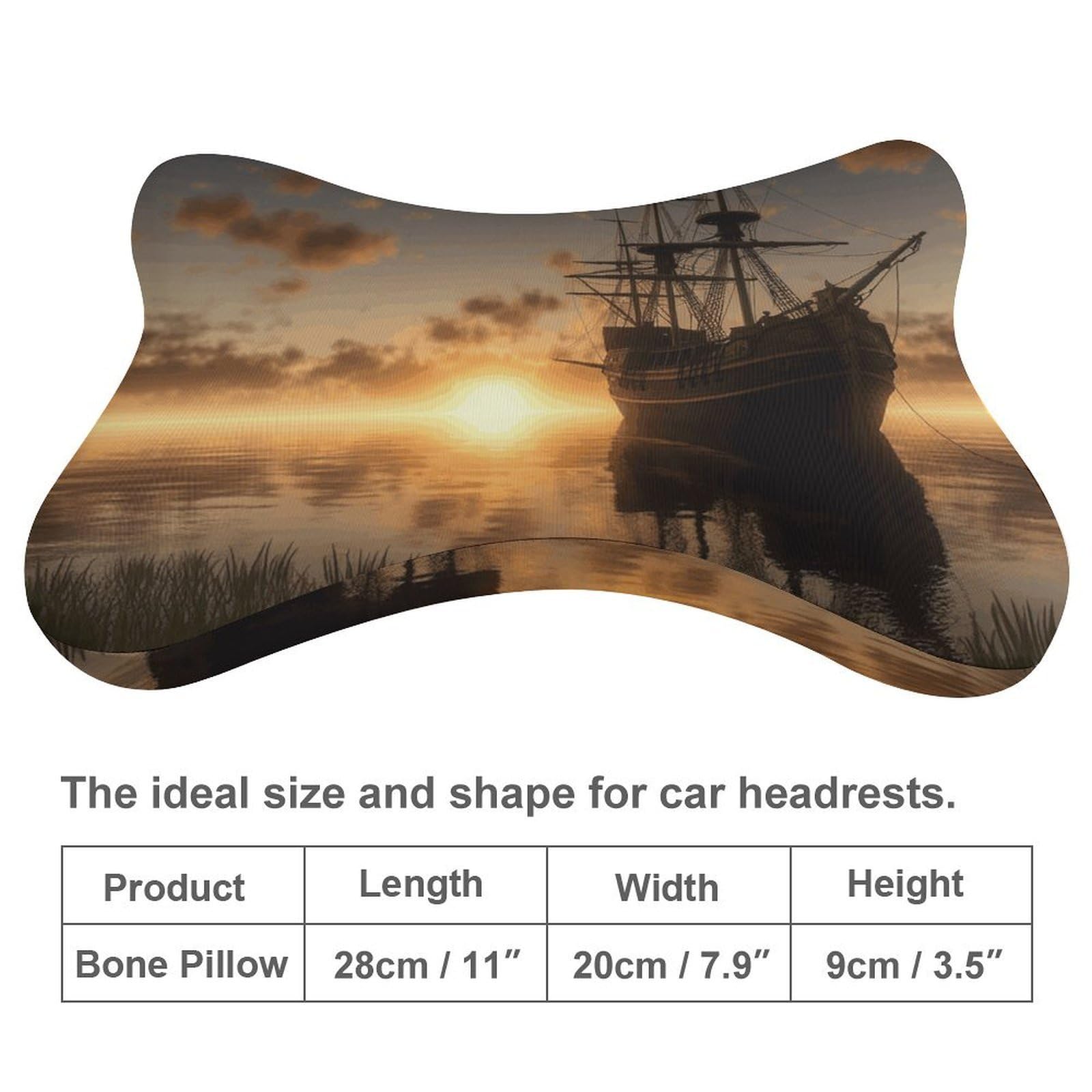 Poduszka "Ship in The Lake Sunset", rdzeń poduszki z pianki z pamięcią kształtu, poduszka, wsparcie szyi, poduszki samochodowe do podróżnych foteli samochodowych i biur domowych.