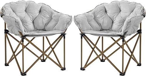 Sillas de campamento acolchadas de gran tamaño, silla de campamento resistente para adultos, portátil, plegable, cómoda, con bolsa de transporte