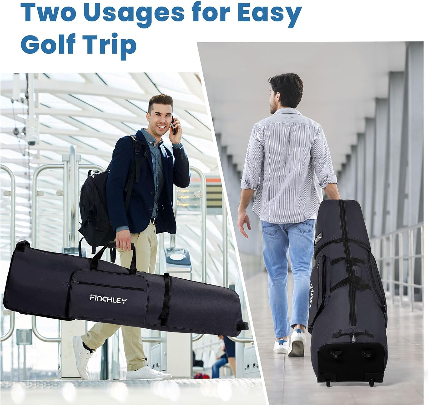 FINCHLEY Soft-Sided Golf Travel Bag for Airlines - Foldable Golf Club Travel Case with Wheels