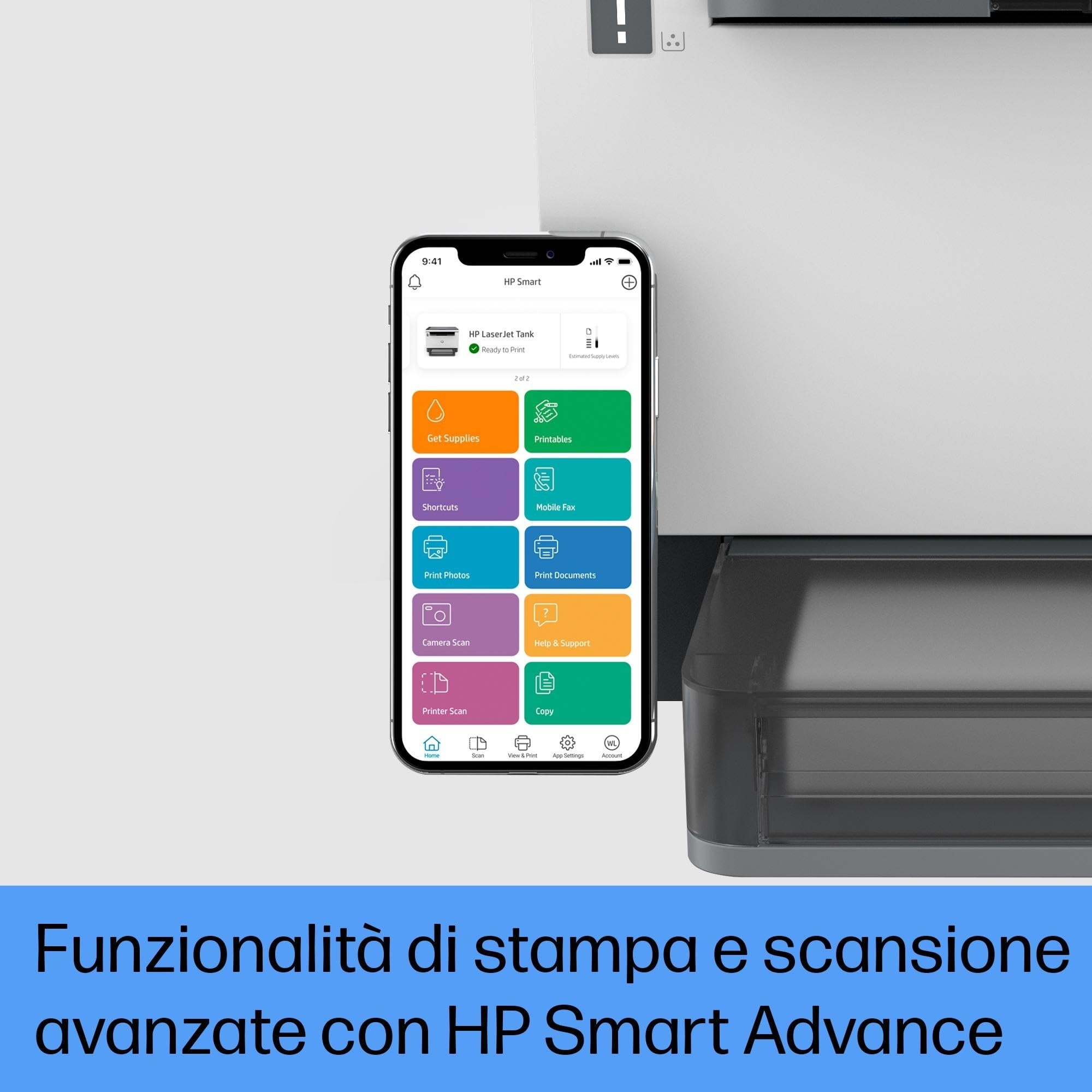 HP Laser Tank 2604dw 381V0A Monocromatica Multifunzione Stampante, Stampa F/R Automatica, 22 ppm, 5000 Pagine, Wi-Fi, USB, Bianca