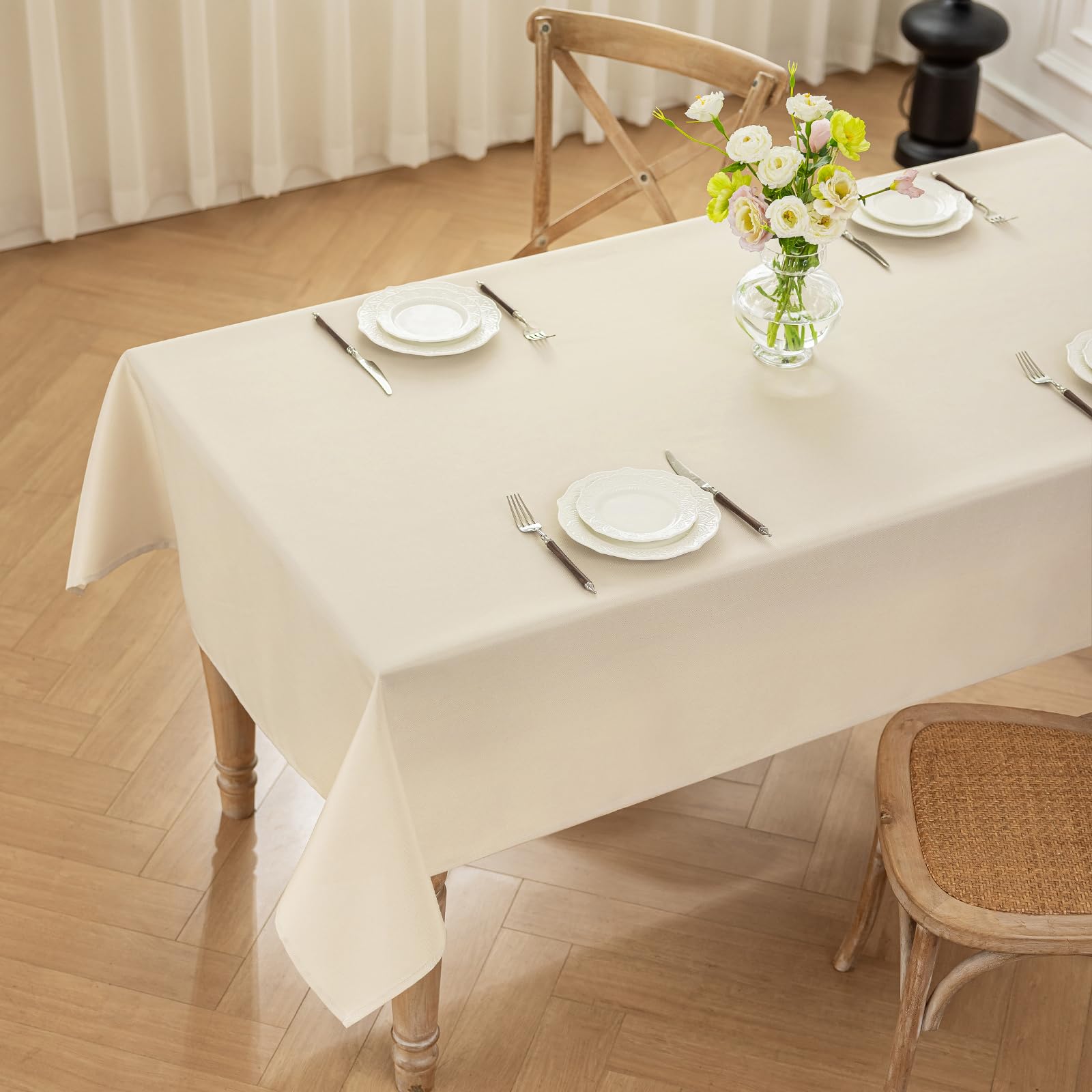 Moonooda Tischdecke, Tischdecken Abwaschbar 180g/㎡ Tischtuch aus Polyester Wasserabweisend mit Lotuseffekt, Dauerhaft Kratzfest für Wohnzimmer, Esszimmer, Balkon, Garten
