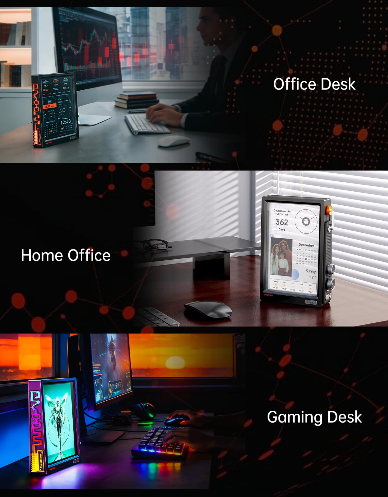 Divoom Times Frame 10,1" Wi-Fi cyfrowa ramka na zdjęcia z aplikacją i 64 GB, wyświetlacz HD IPS 1280 x 800 cm, RGB, dekoracja do domu, dla nerdów (czarna)