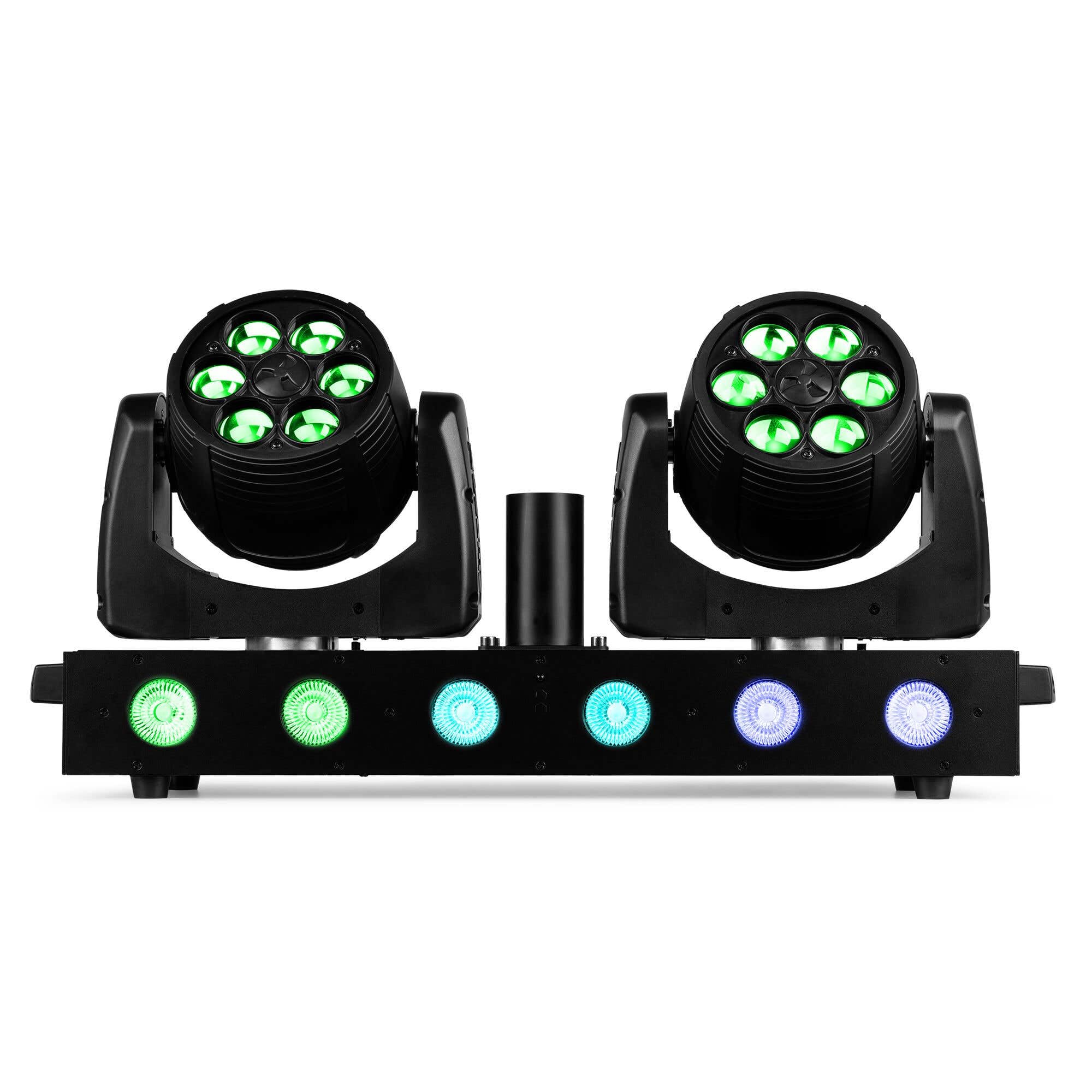 BeamZ Fuze Twin Wash Moving Head Bar, 2x RGBW LED Moving Heads + LED Bar, Lichtorgel Musikgesteuert, DMX, Zoomfunktion, Bühnenlicht für DJ, Events, Club & Live-Auftritte