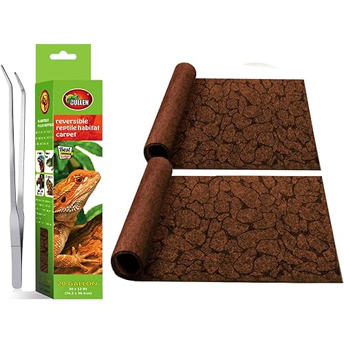 2PCS Reptile Carpet 20 Gallon, Pet Terrarium Liner, Reptiles Cage Mat/Substrate for Snakes, Chameleons, Geckos and Bearded Dragon Tank Accessories with Tweezers Feeding Tongs Desert(30*12in)