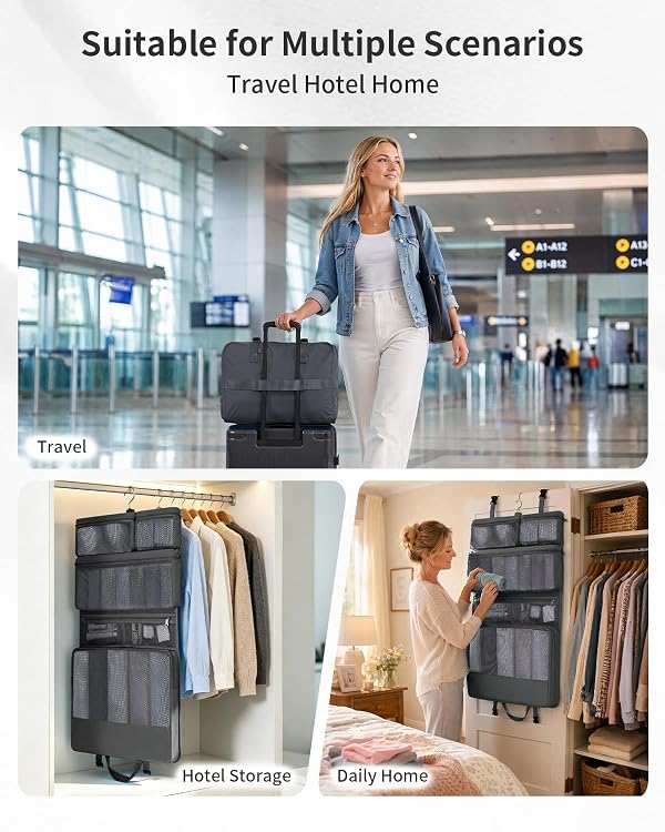 ECOHUB Hanging Travel Closet Portable Luggage Organizer Packing Bag,Grey by ECOHUB - Used condition - Image 7