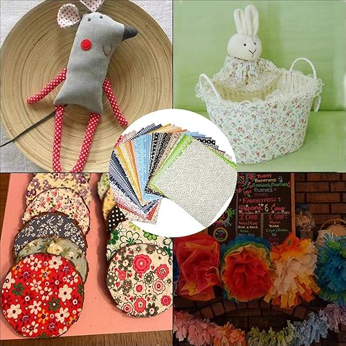 Miniatura 7 de Paquete de 50 piezas de tela de algodón artesanal de 10 x 10 pulgadas, juego de tela de acolchado y patchwork