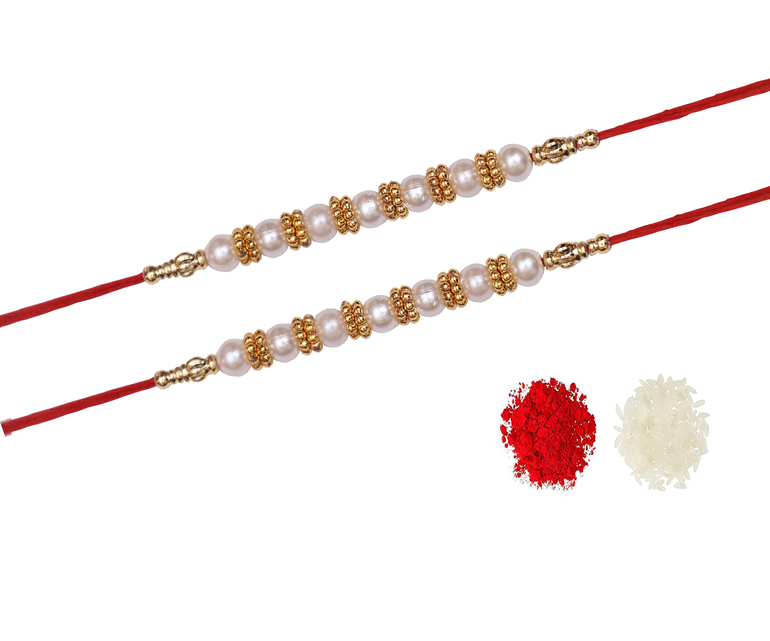 SET OF 2 WONDERFUL DESIGNED WHITE ARTIFICIAL PEARL RAKHI FOR YOUR BROTHER WITH ROLI CHAWAL (B098TBGP6C) Amazon Price History, Amazon Price Tracker