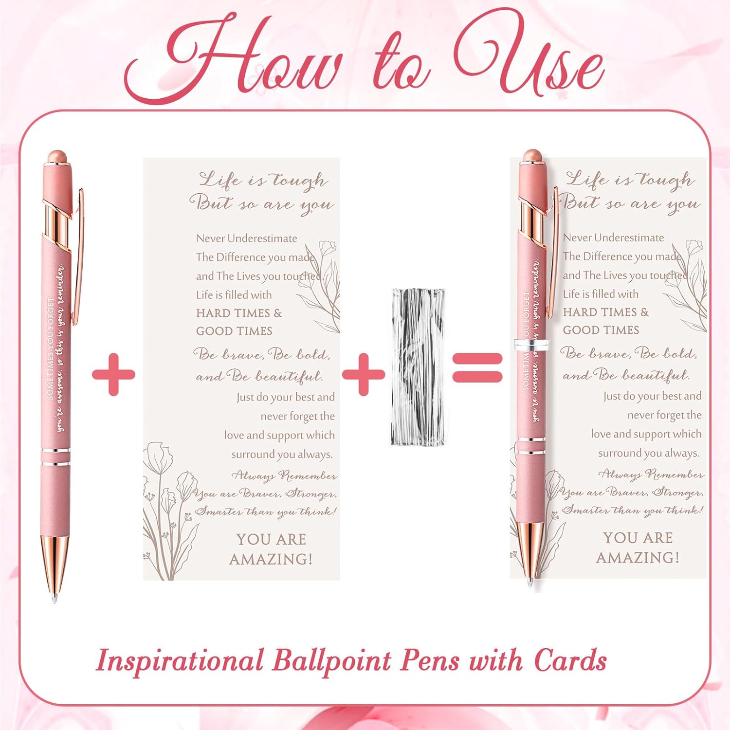Supervitae 25 Sets Employee Appreciation Day Inspirational Gifts for Women Pink Ballpoint Pens with Inspirational Card Employee Appreciation Gifts for Coworker Staff Team Office Party Favors (Stylus) - Image 3