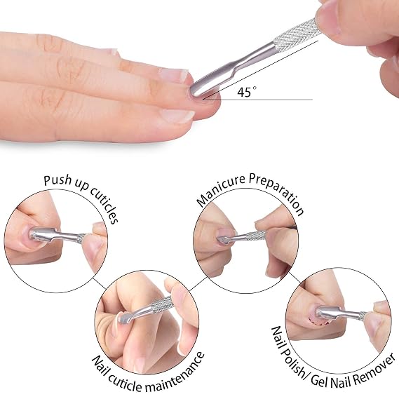 Cuticle Trimmer Extremely Sharp Cuticle Pusher Cuticle Nipper Scissors Stainless Steel Clippers Cutter Remover Pedicure Manicure Fingernail Toenails Tools (2 Pc Set) By Zeepk