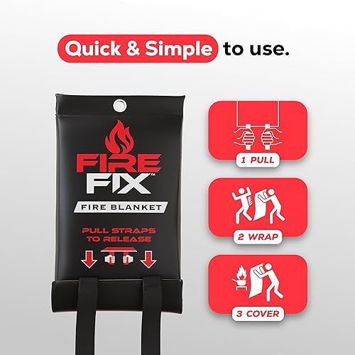Miniatura 3 de Fire Fix Manta contra incendios para seguridad en el hogar  1 paquete + soporte  Manta de emergencia de fibra de vidrio extintor  Apartamento,
