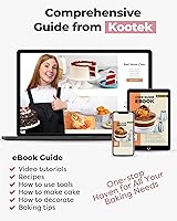 Vista 5 de Kootek Kit de suministros para decoración de pasteles con plato giratorio para pastel con 2 espátulas rectas angulares para glaseado, 3 raspadores