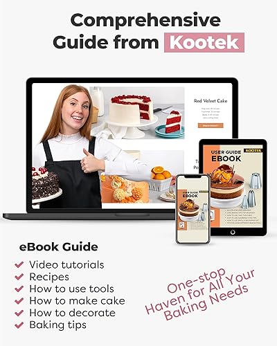 Miniatura 4 de Kootek Kit de decoración de pasteles de 71 piezas, herramientas de suministros para hornear, incluye soporte para tartas, 12 puntas de glaseado, 2