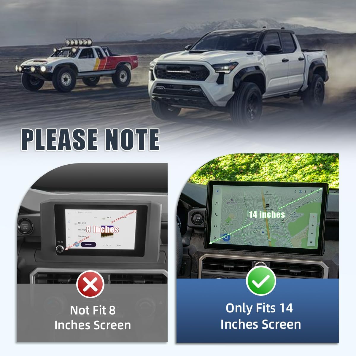 Dashboard Storage Tray Box Compatible with Toyota Tacoma 2026 2025 2024 & 4Runner 2026 2025 (Only for 14-Inch Screen), Interior Accessories Center Console Dash Organizer Tray Anti-Slip Silicone