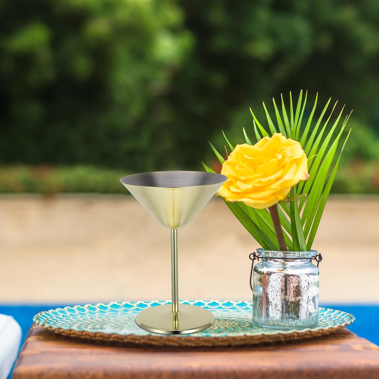 Alipis Stainless Steel Martini Goblet Gold Plating, Unbreakable Metal Cocktail Wine Cup, Elegant Bar Drinkware for Parties and Home Use
