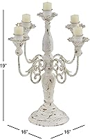 Vista 5 de Deco 79 Candelabro sólido de metal vintage, 16 x 16 x 19 pulgadas, blanco