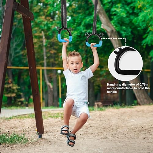 Miniatura 19 de EXQ Home Anillos de gimnasia para niños, anillos de dominadas para ejercicio de chlidren, anillo de gimnasio interior, anillos de gimnasia
