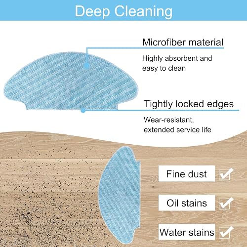 Accessories Kit for Rowenta Explorer RR688 / RR682 / 50 RG687 / 20/40 / 45 / isweep x3 Robot Vacuum Cleaner 1 Main Brush 4 Side Brushes 2 Hepa Filters 2 Mop Cloths Replacement Parts - 6