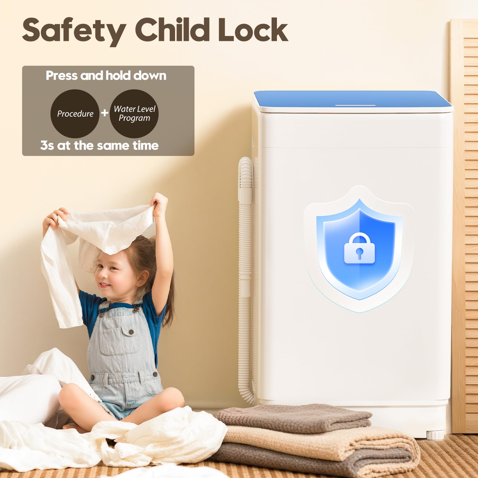 Auertech  Portable Washing Machine, Fully Automatic Portable Washer with LED Display, 10 Wash Cycles, 5 Water Levels, 24H Delays, Top Load Washing Machine for Apartment, RV, Dorm, Home