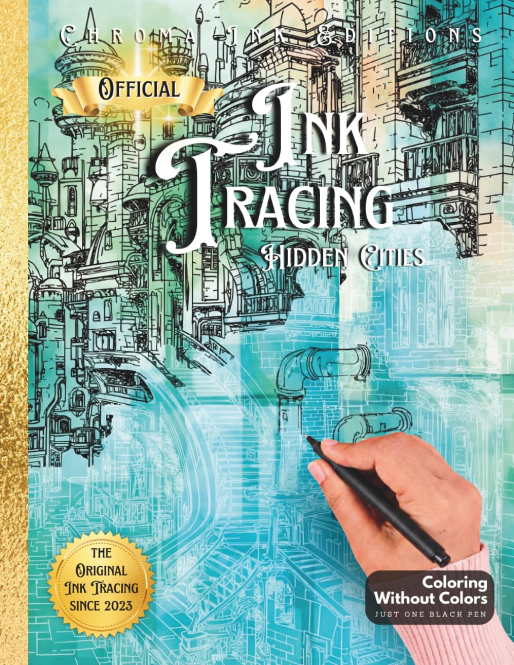 Ink Tracing Coloring Book, Follow the White Lines to Reveal a Unique City. A Ne